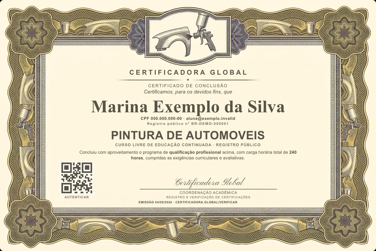 Capa do curso Pintura de Automoveis