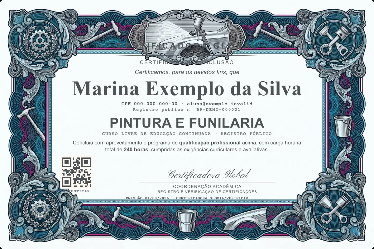 Capa do curso Pintura e Funilaria