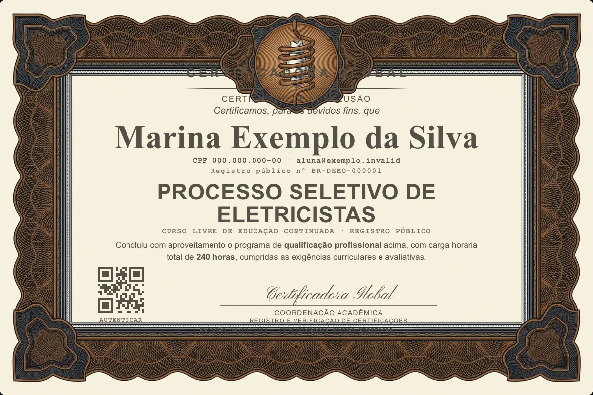 Capa do curso Processo Seletivo de Eletricistas