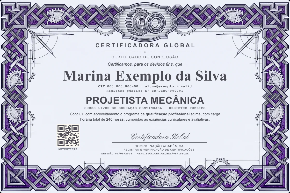 Capa do curso Projetista Mecânica