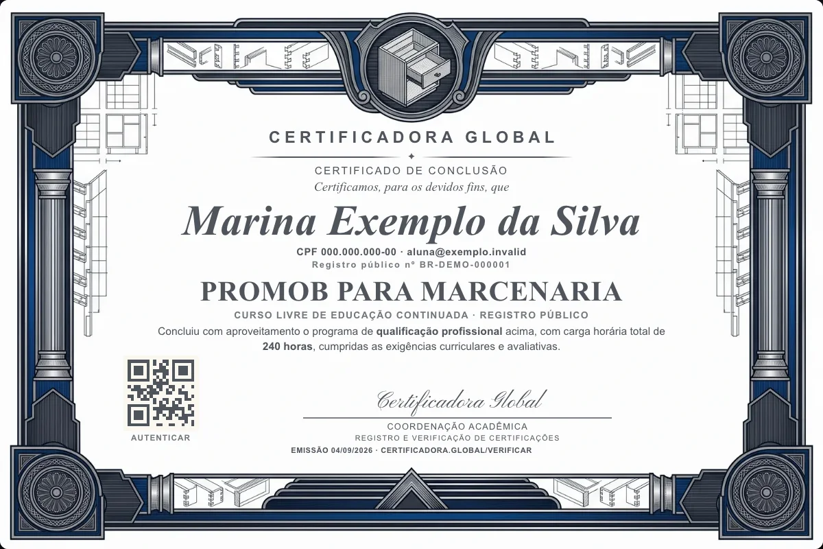 Capa do curso Promob para Marcenaria