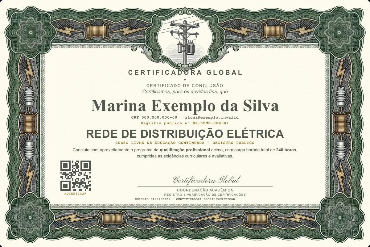 Capa do curso Rede de Distribuição Elétrica