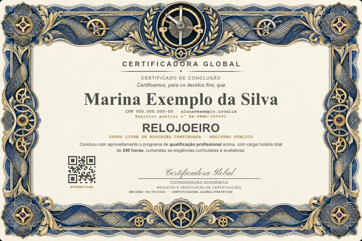 Capa do curso Relojoeiro