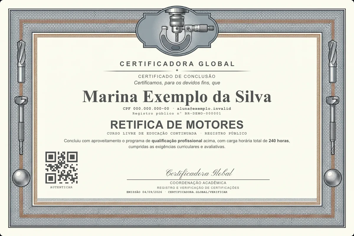 Capa do curso Retifica de Motores