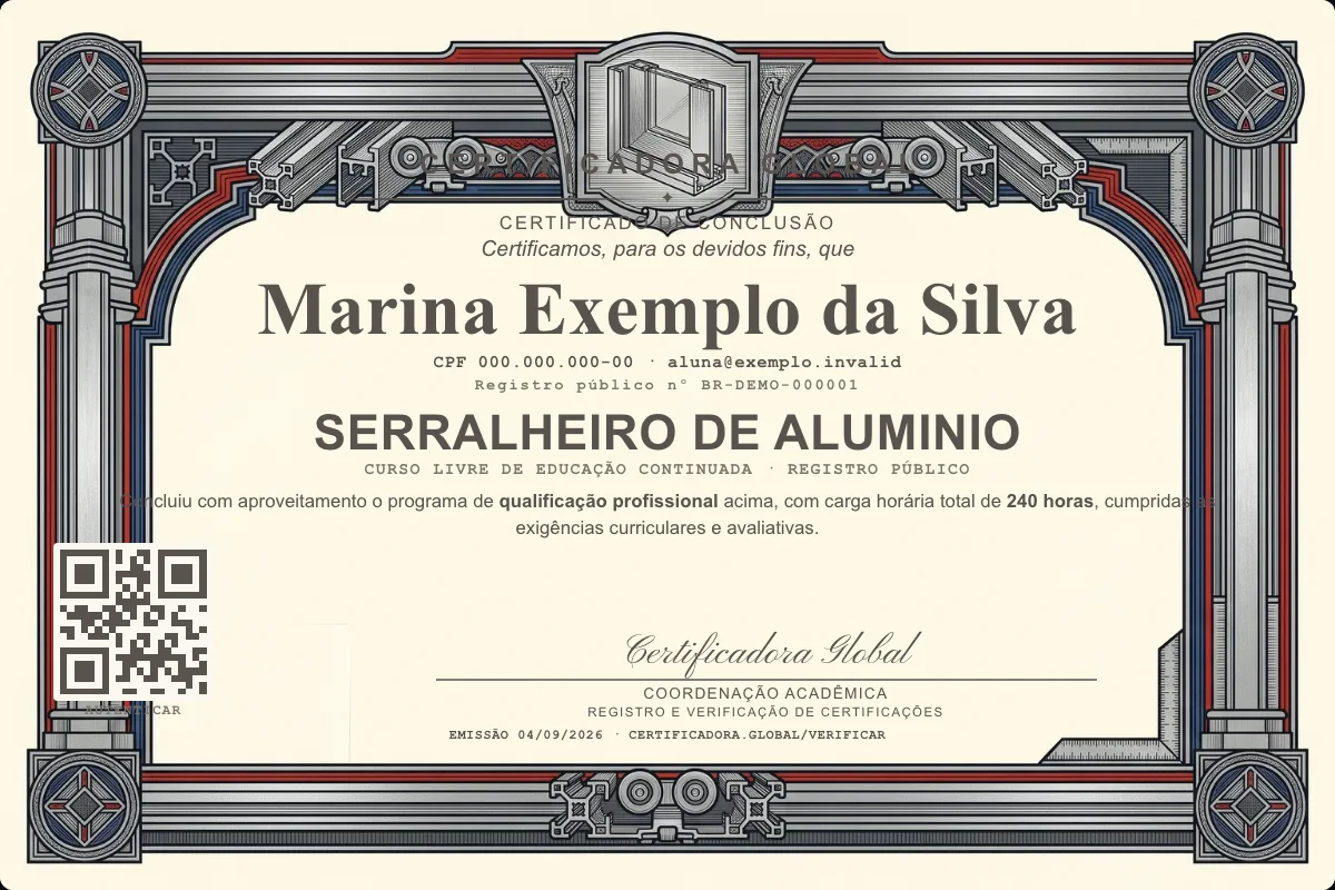 Capa do curso Serralheiro de Aluminio