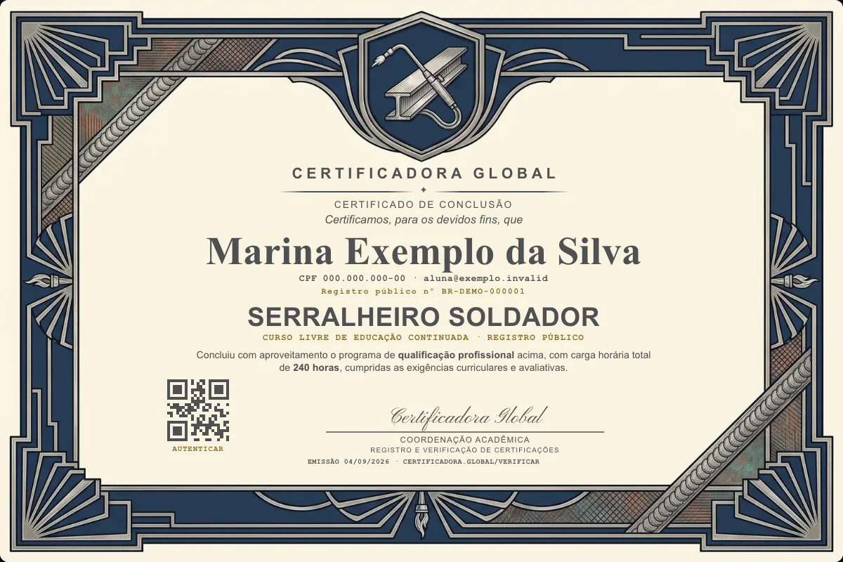 Capa do curso Serralheiro Soldador