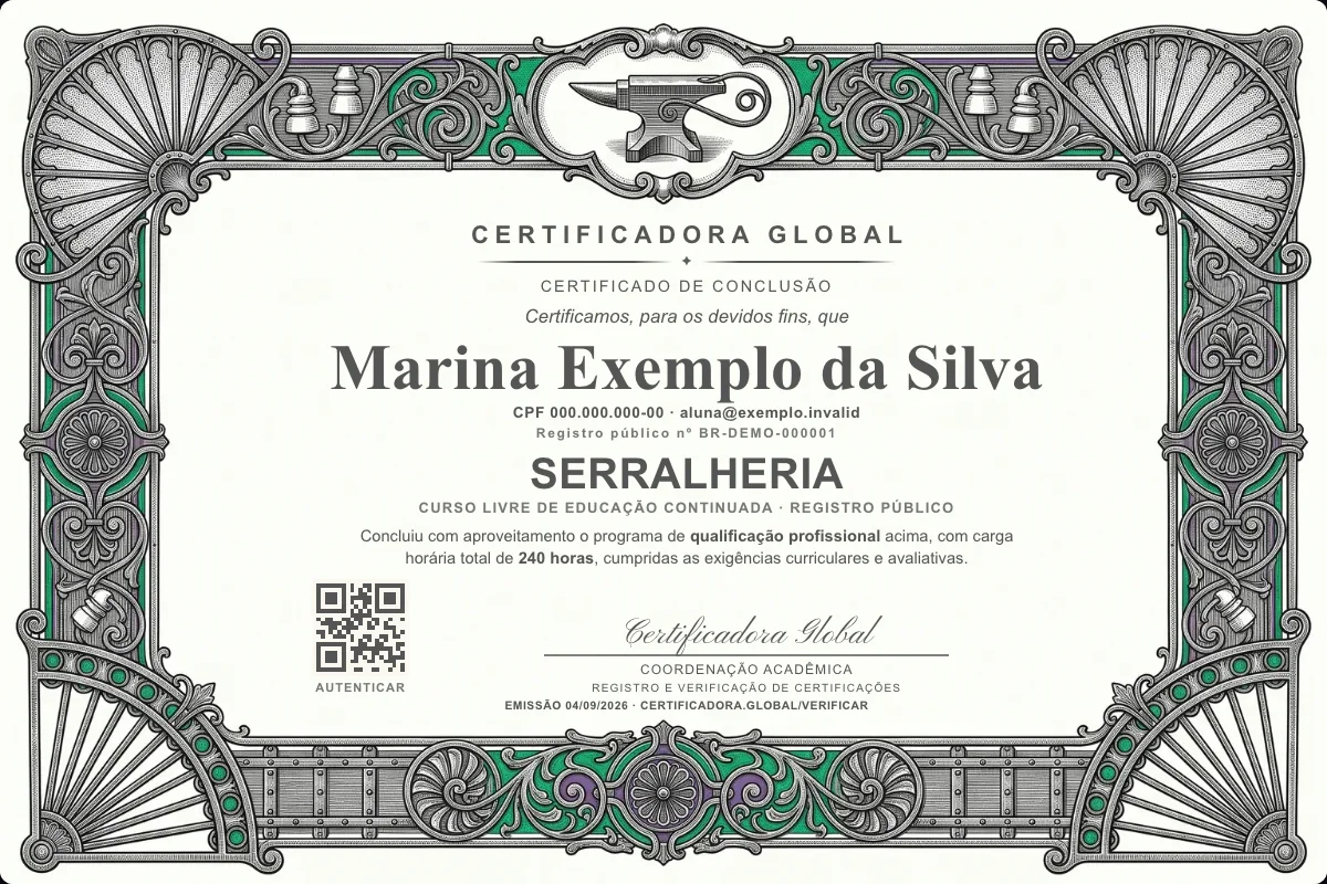 Capa do curso Serralheria