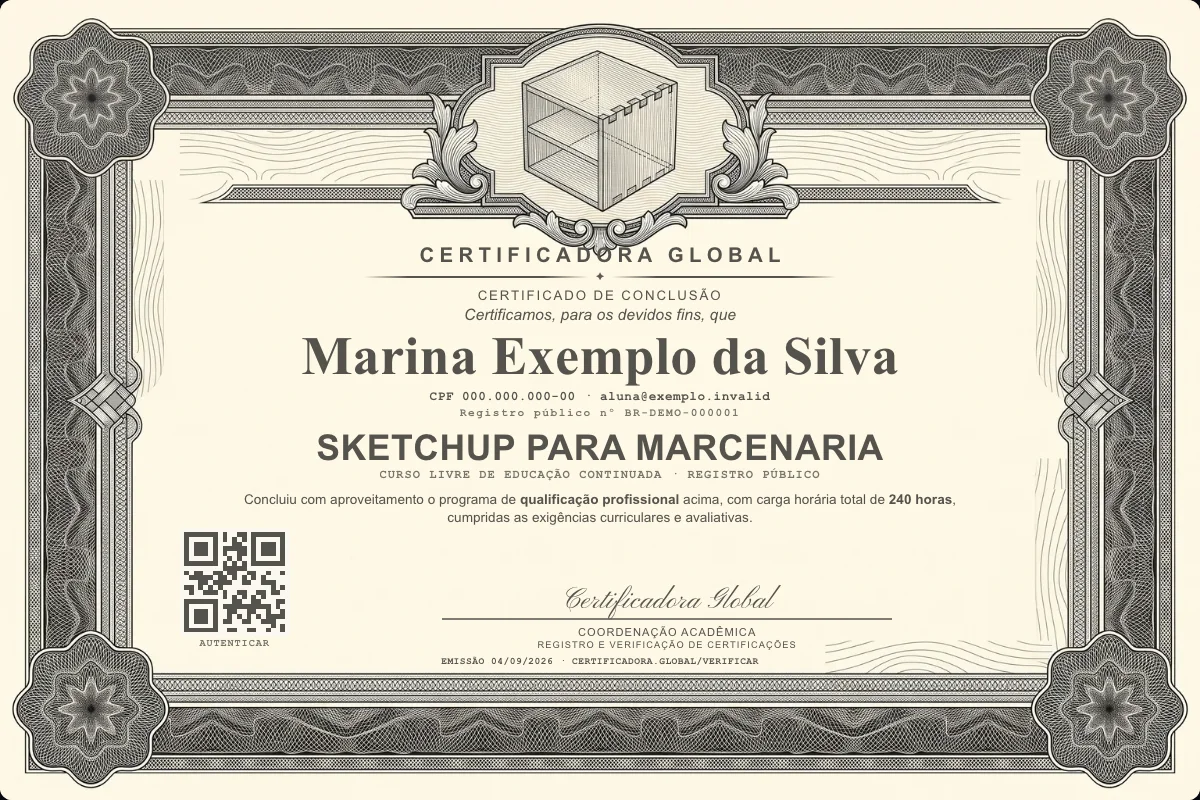 Capa do curso Sketchup para Marcenaria