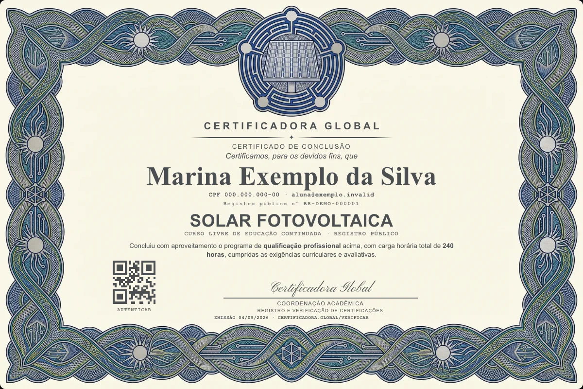 Capa do curso Solar Fotovoltaica