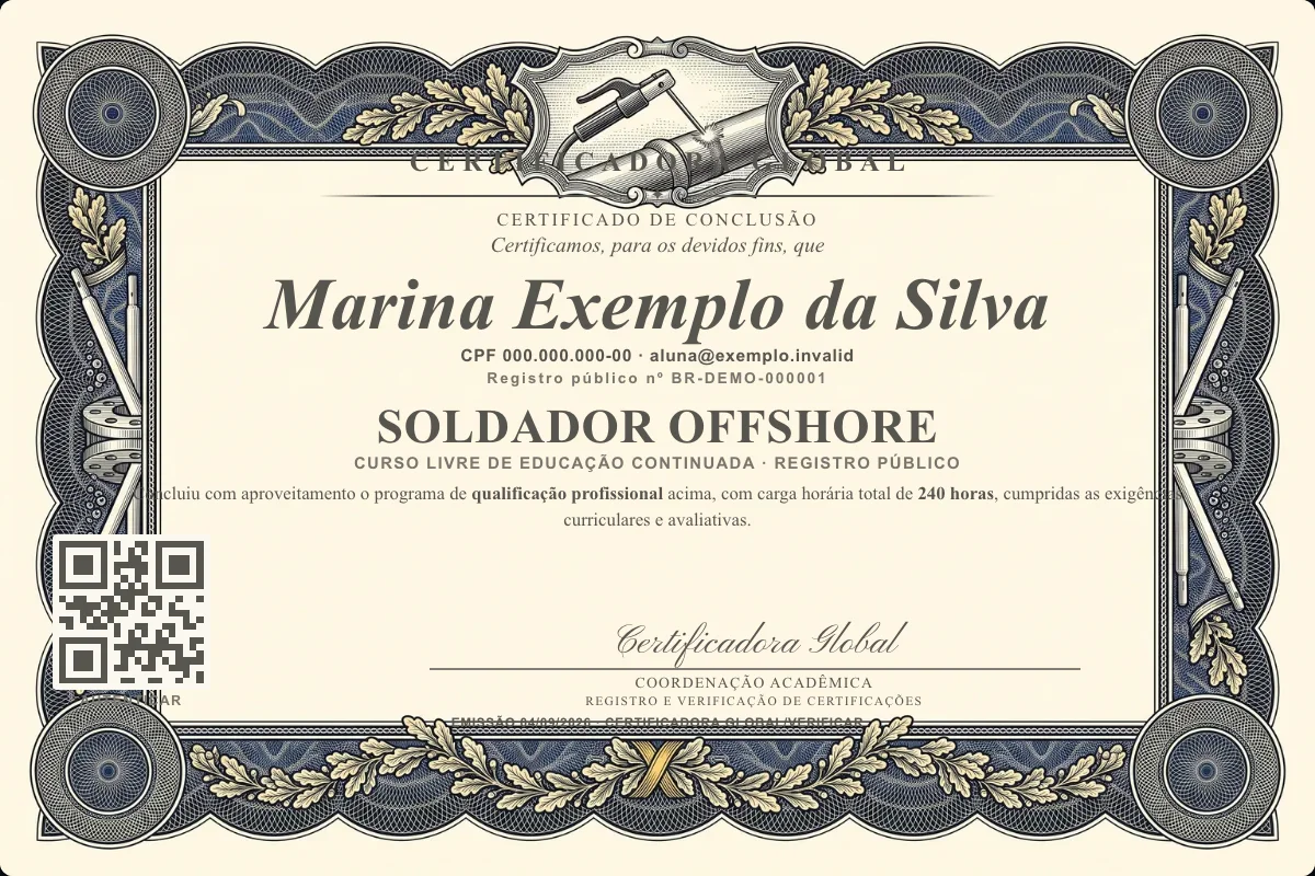 Capa do curso Soldador Offshore