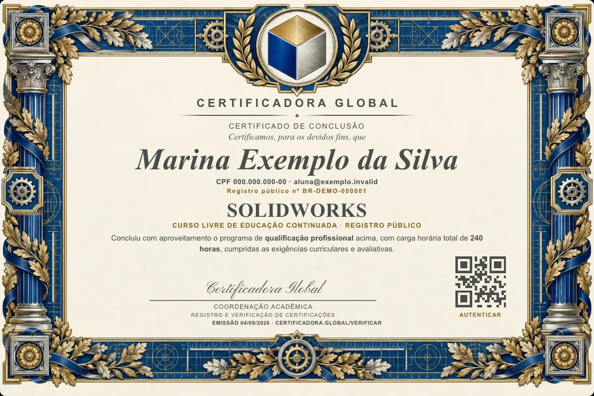 Capa do curso Solidworks