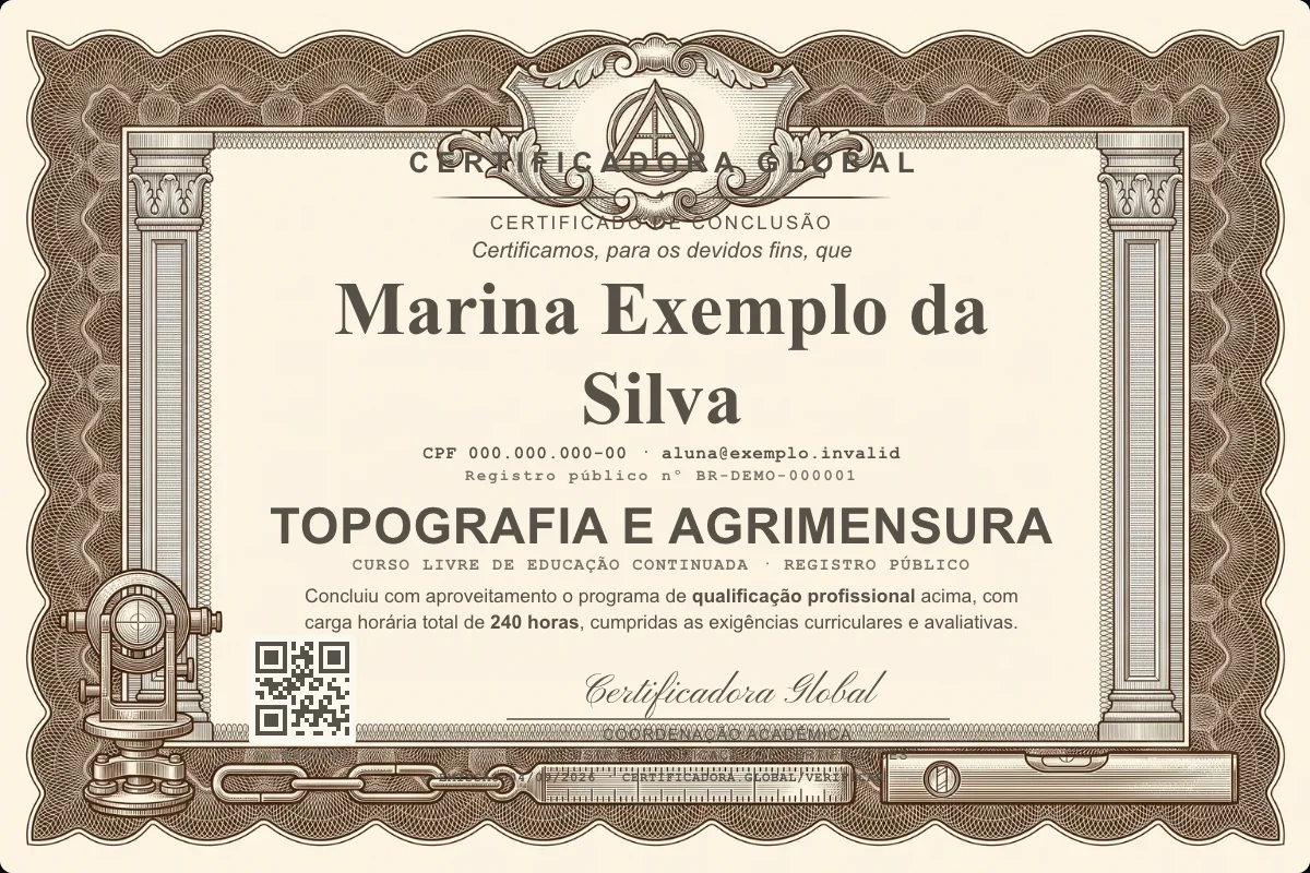 Capa do curso Topografia e Agrimensura