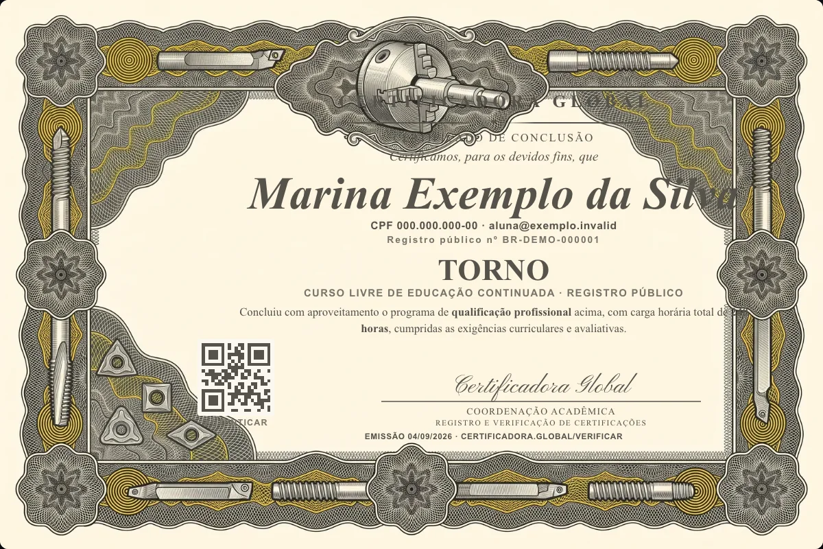 Capa do curso Torno