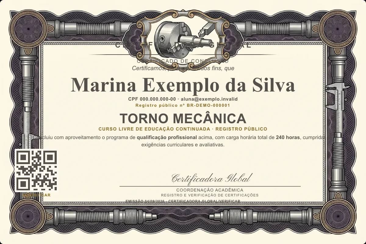 Capa do curso Torno Mecânica