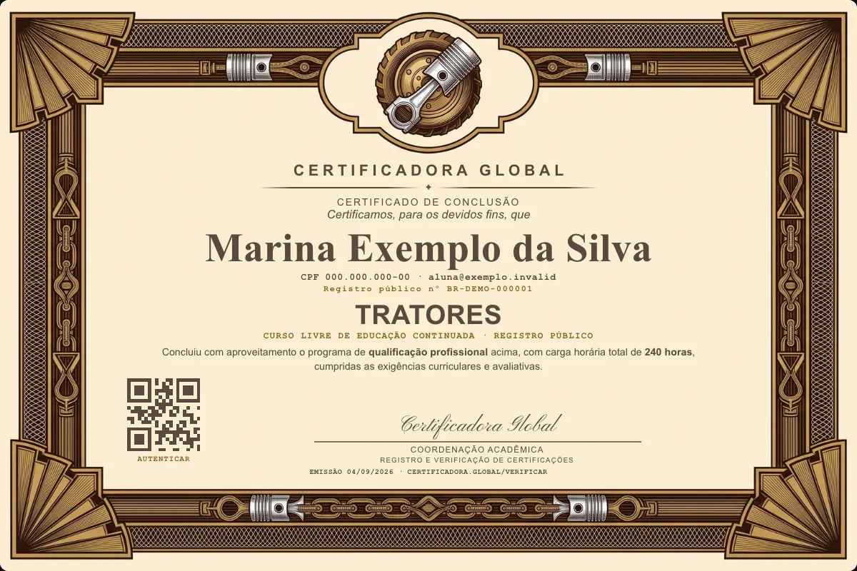 Capa do curso Tratores