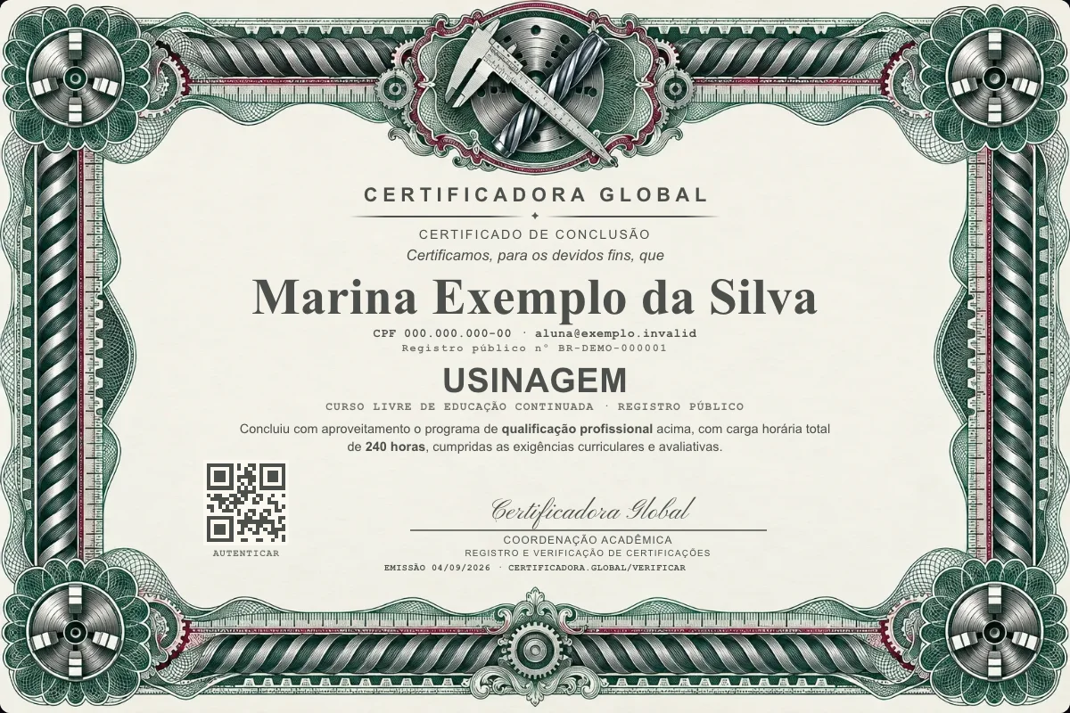 Capa do curso Usinagem