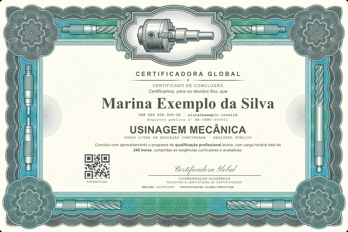 Capa do curso Usinagem Mecânica
