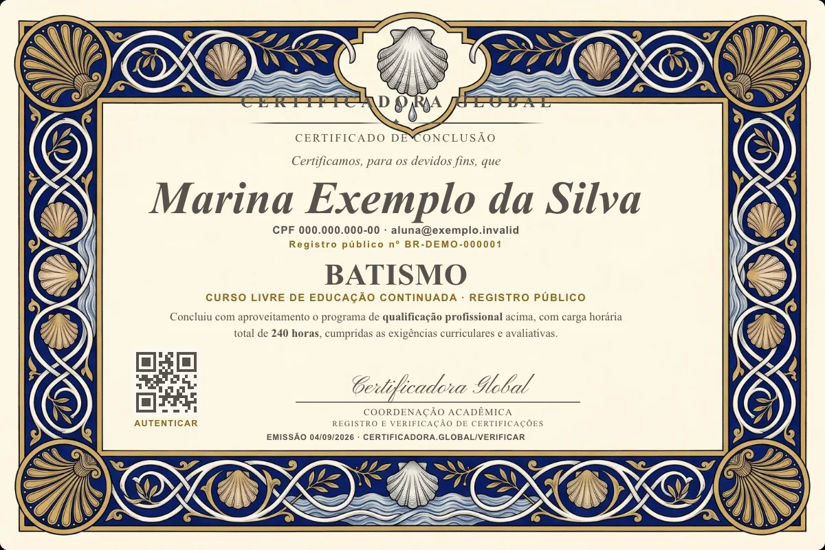 Capa do curso Batismo