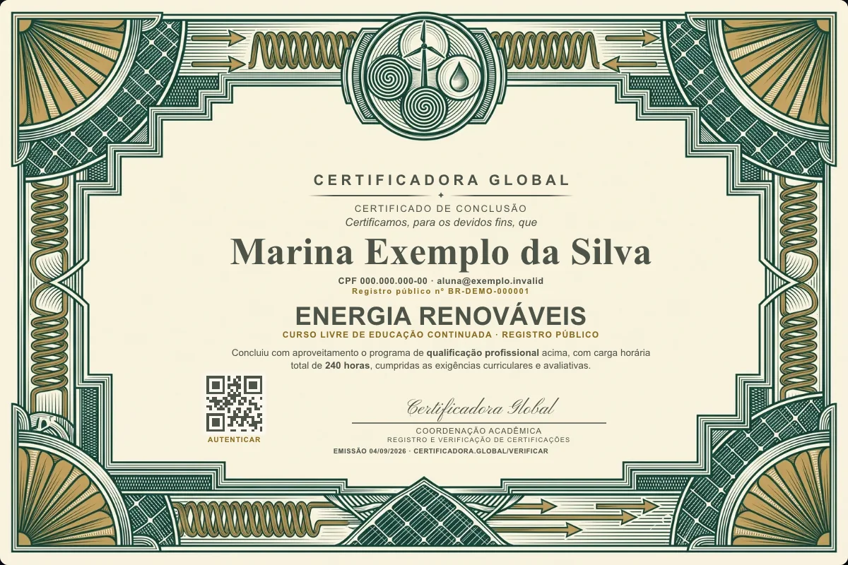 Capa do curso Energia Renováveis