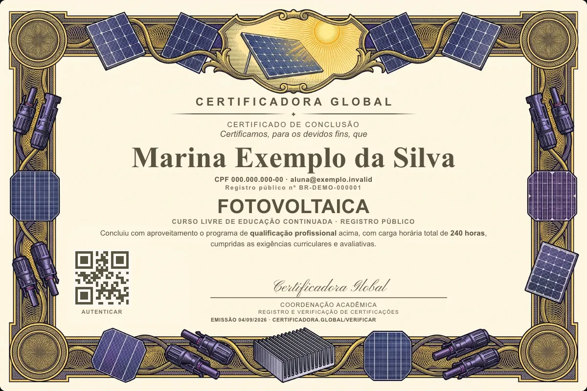 Capa do curso Fotovoltaica