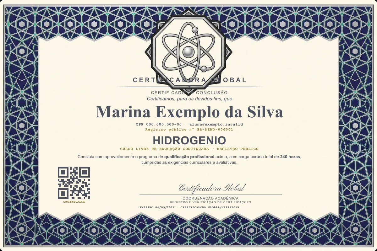 Capa do curso Hidrogenio