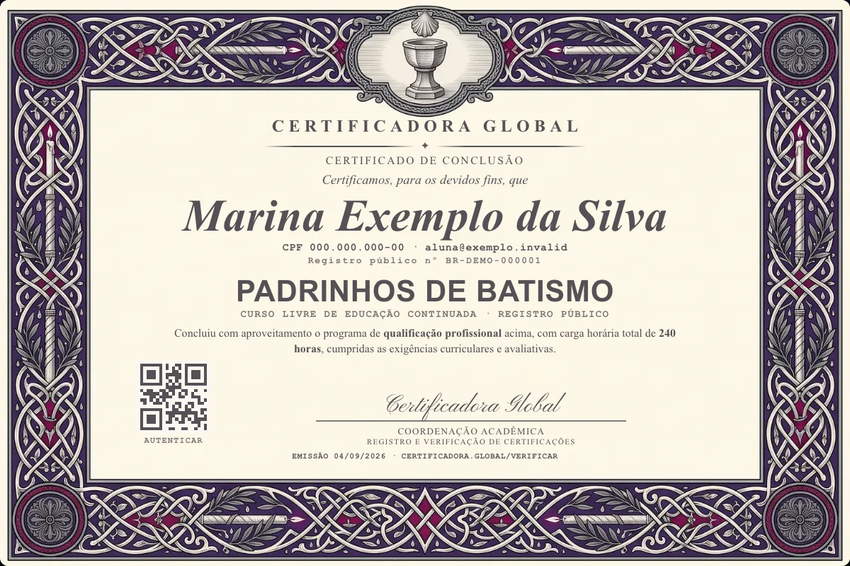 Capa do curso Padrinhos de Batismo