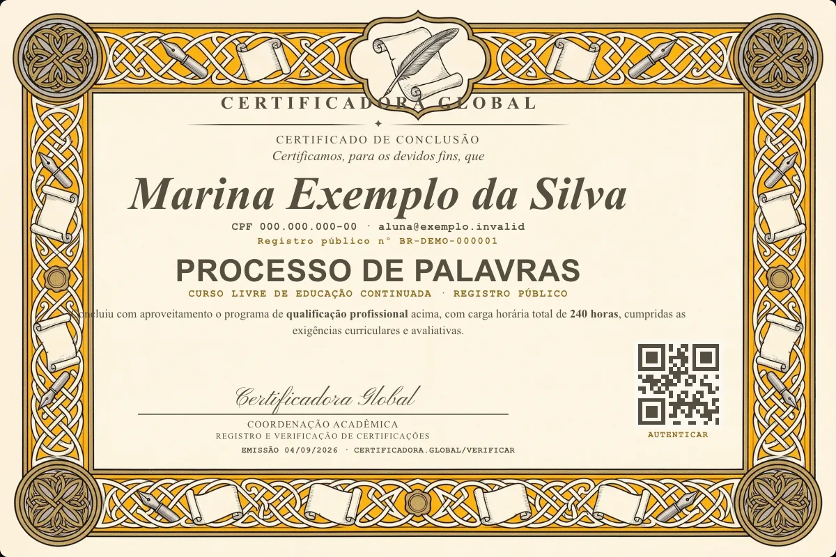 Capa do curso Processo de Palavras