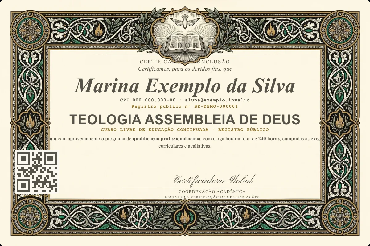Capa do curso Teologia Assembleia de Deus