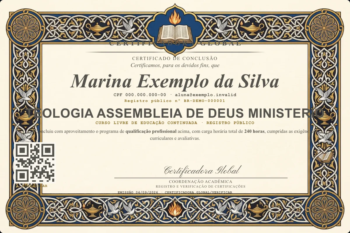 Capa do curso Teologia Assembleia de Deus Ministerio