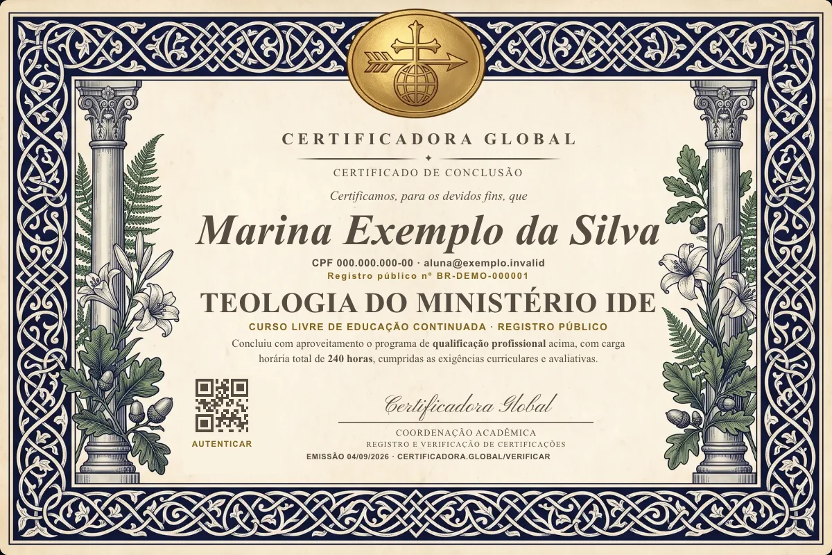 Capa do curso Teologia do Ministério Ide