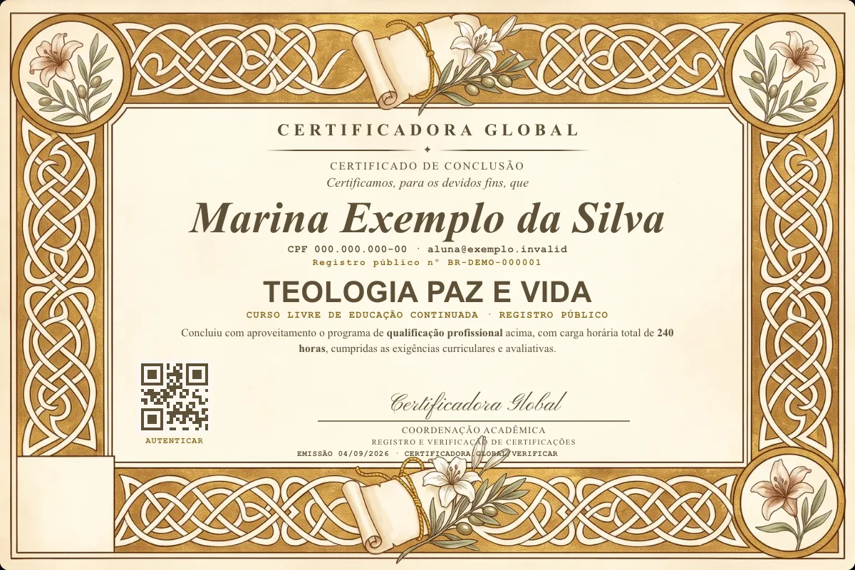 Capa do curso Teologia Paz e Vida