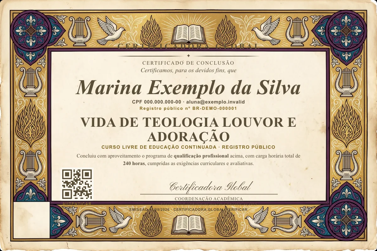 Capa do curso Vida de Teologia Louvor e Adoração