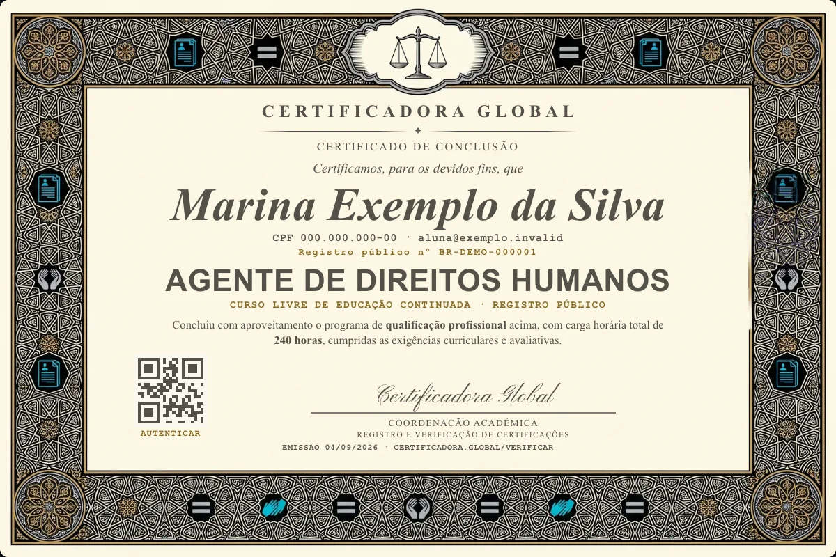 Capa do curso Agente de Direitos Humanos