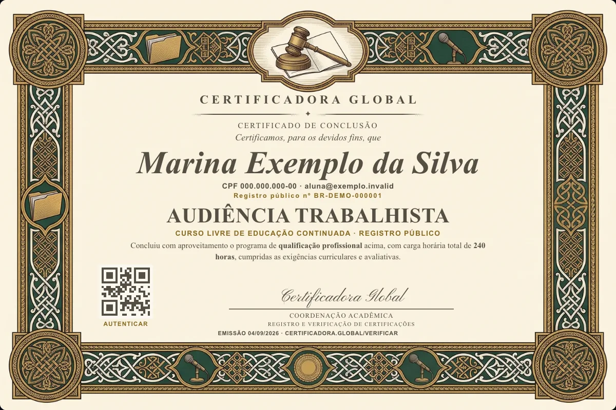 Capa do curso Audiência Trabalhista