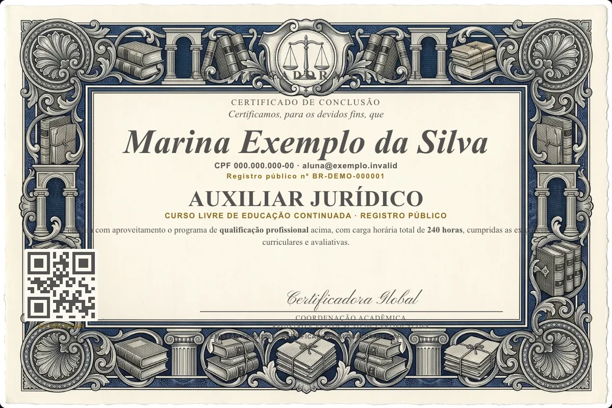 Capa do curso Auxiliar Jurídico