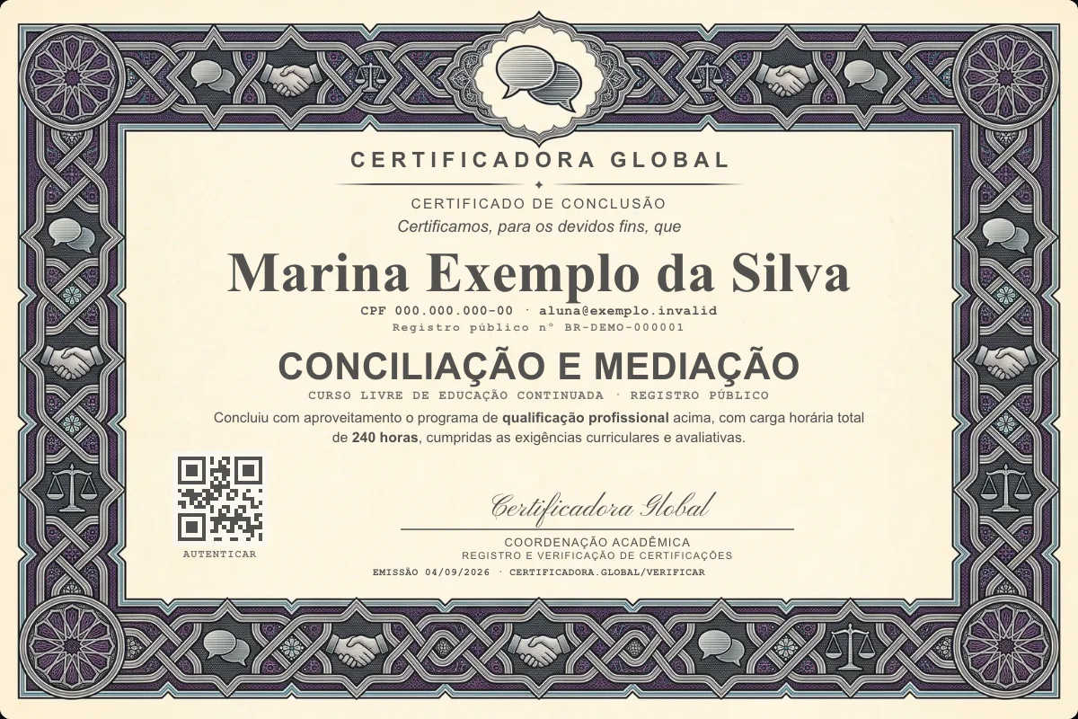 Capa do curso Conciliação e Mediação