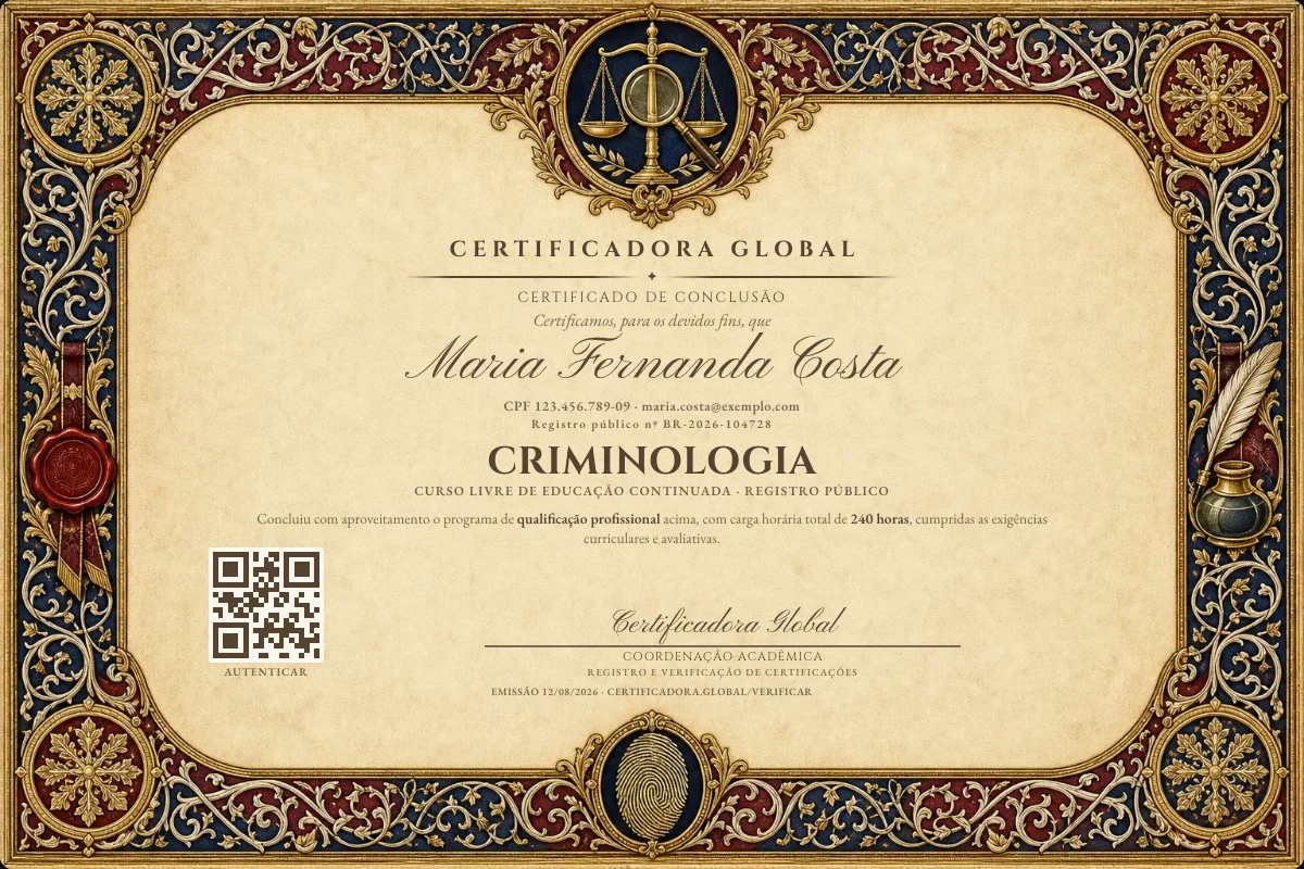 Capa do curso Criminologia