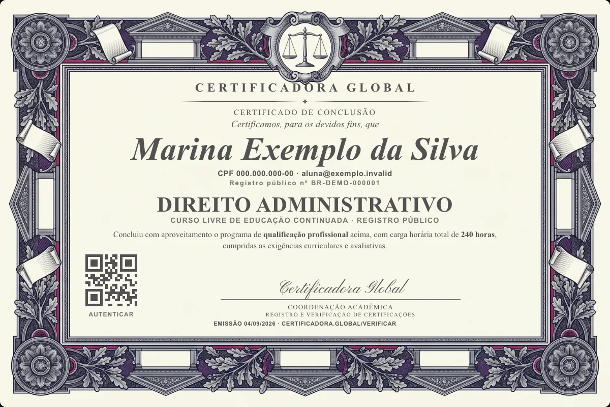 Capa do curso Direito Administrativo