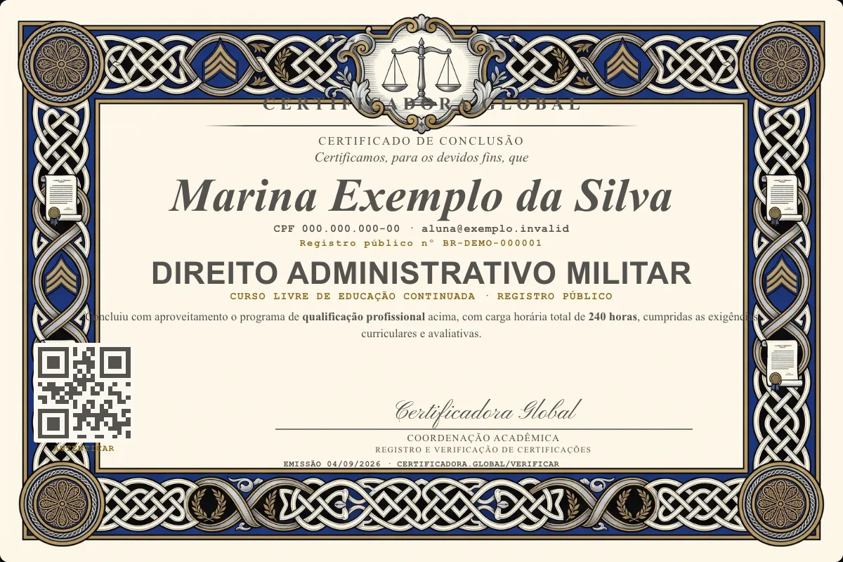Capa do curso Direito Administrativo Militar