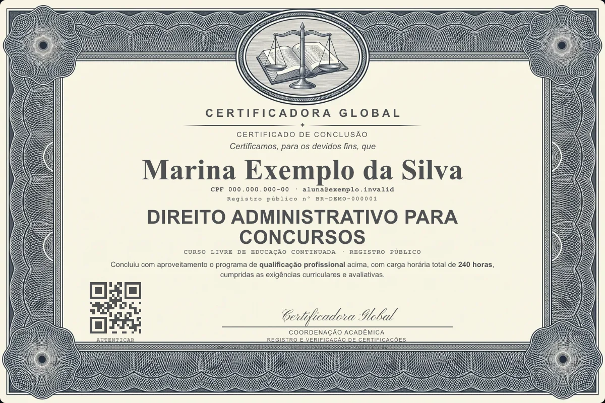 Capa do curso Direito Administrativo para Concursos