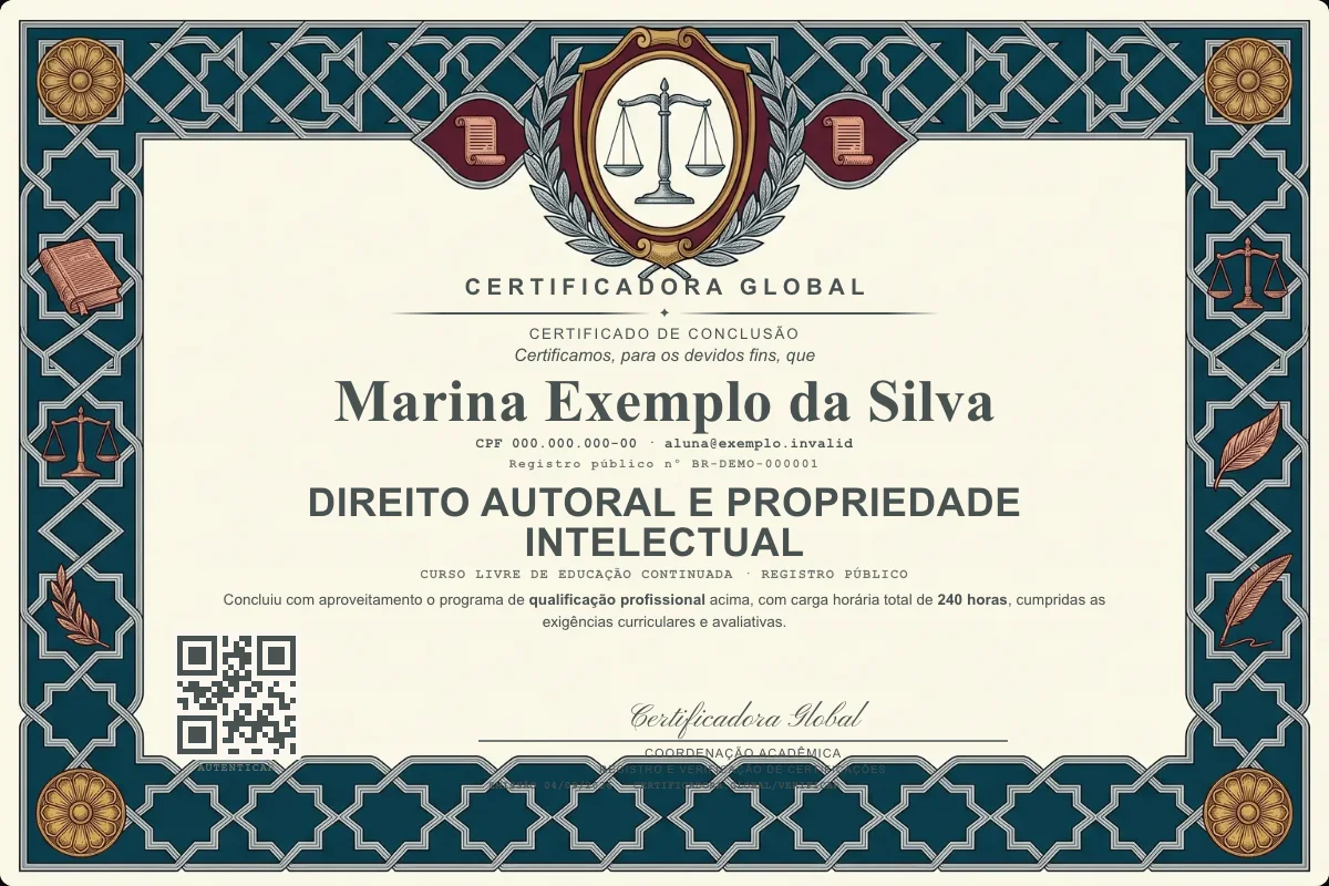 Capa do curso Direito Autoral e Propriedade Intelectual