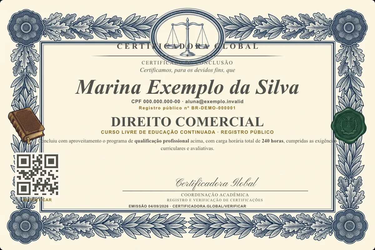 Capa do curso Direito Comercial