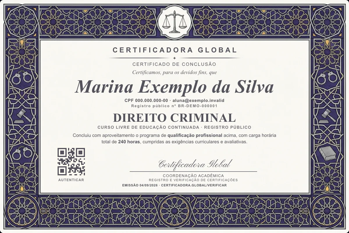 Capa do curso Direito Criminal
