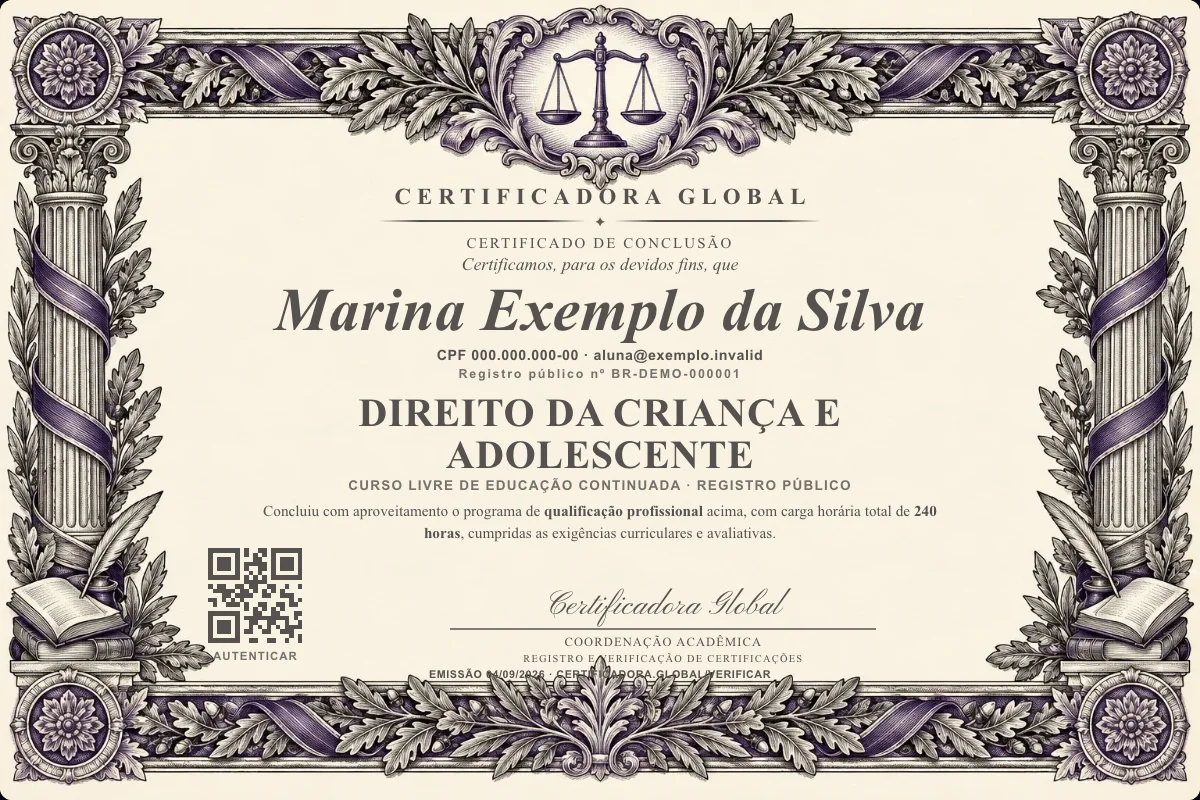 Capa do curso Direito da Criança e Adolescente
