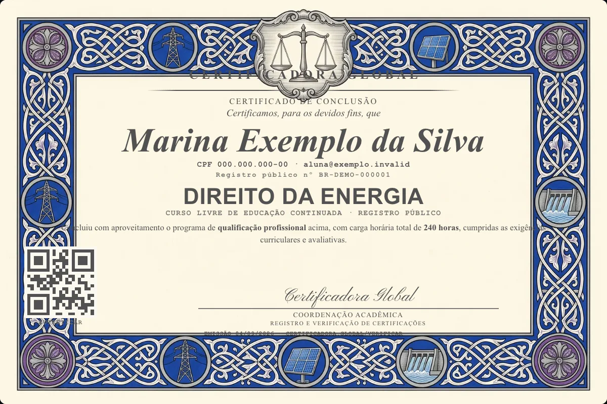 Capa do curso Direito da Energia