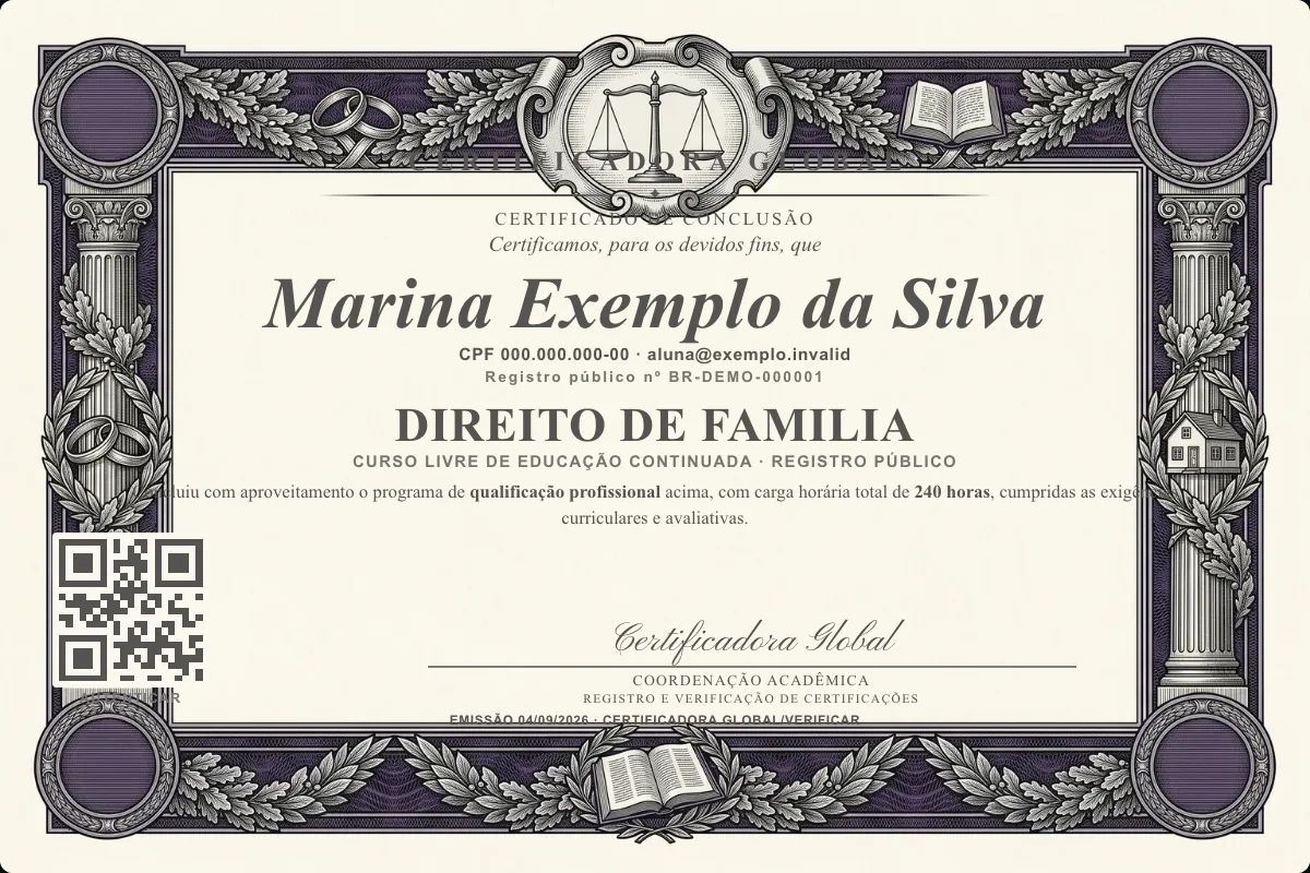 Capa do curso Direito de Familia