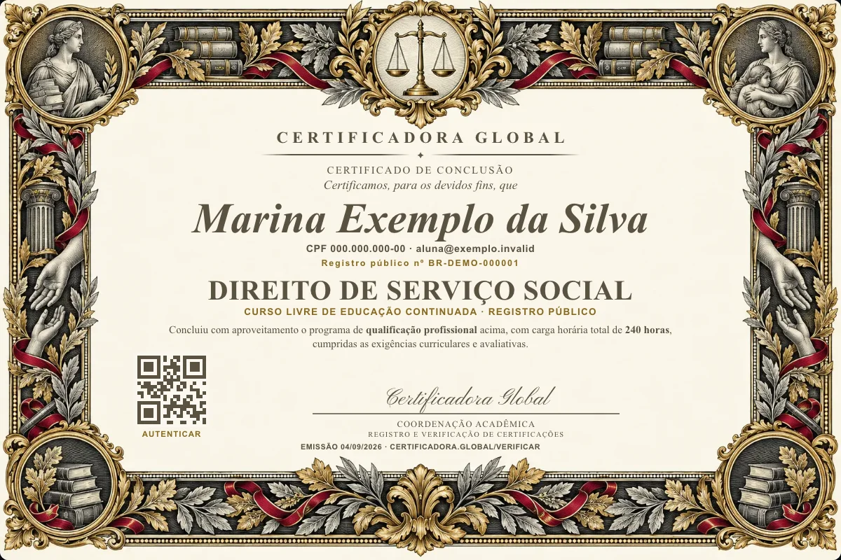 Capa do curso Direito de Serviço Social