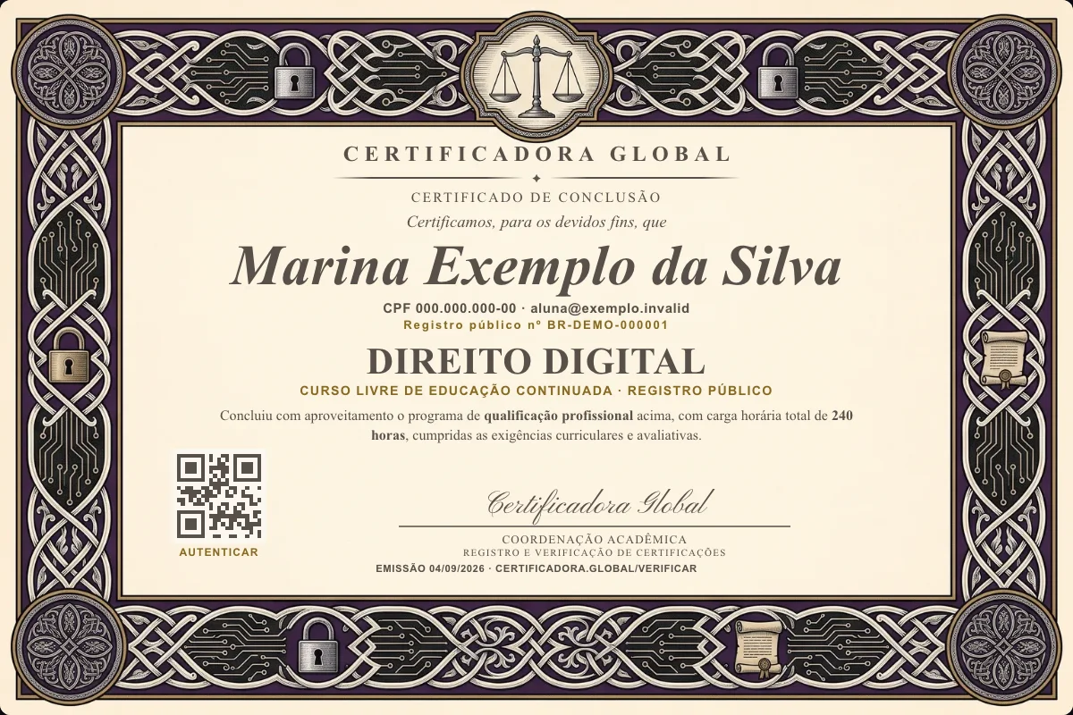 Capa do curso Direito Digital