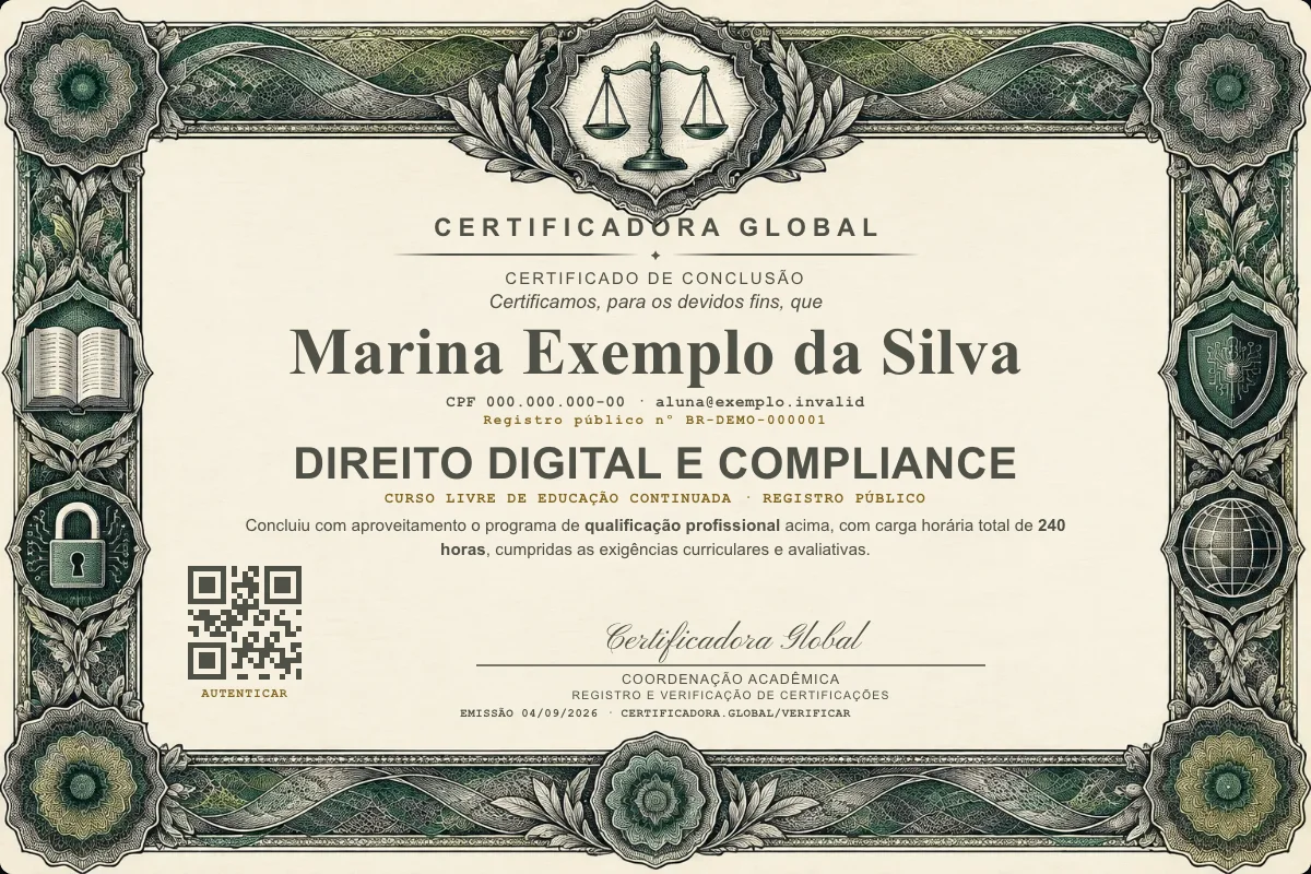 Capa do curso Direito Digital e Compliance