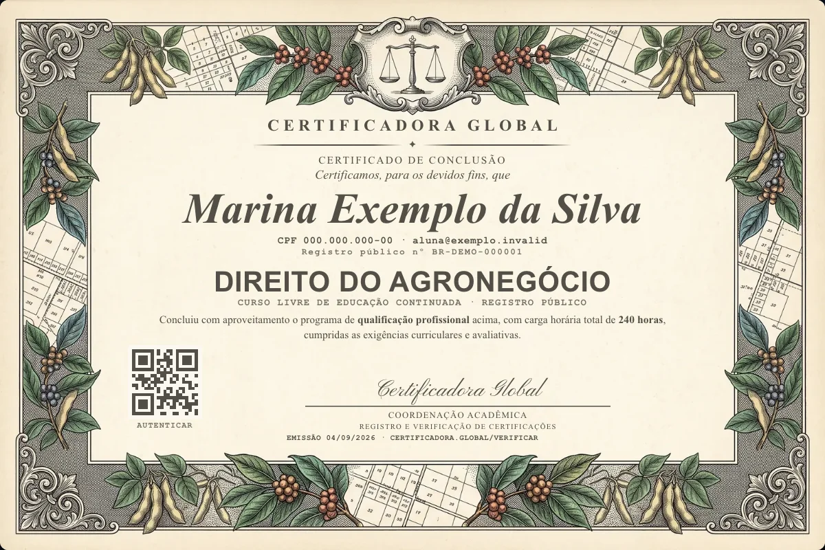Capa do curso Direito do Agronegócio